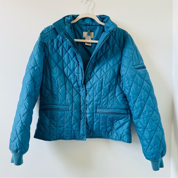 L.L. Bean quilted vintage blue jacket size medium - Picture 1 of 8